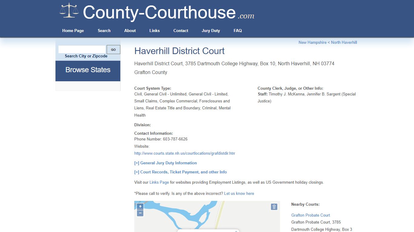 Haverhill District Court in North Haverhill, NH - Court Information